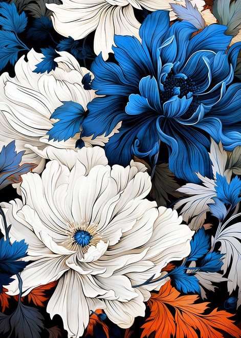 Nature 4 blue and white flowers Poster Print - Justyna Jaszke