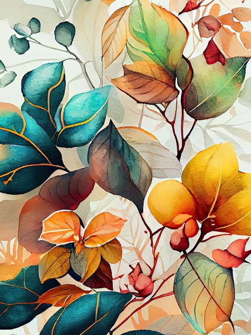 Watercolor leaves nature floral 4 Poster Print - Justyna Jaszke