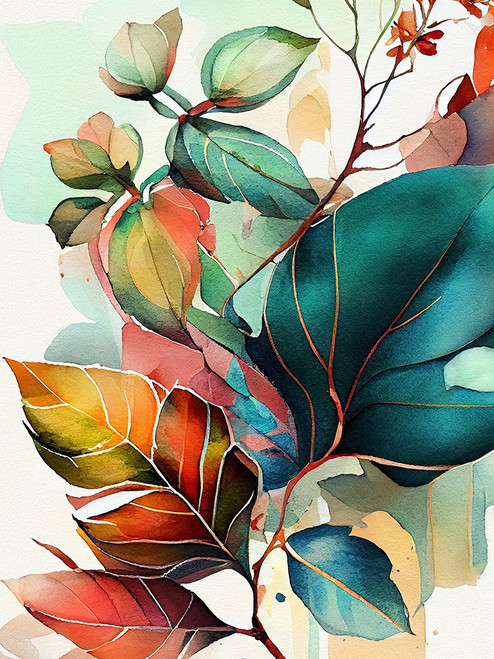 Watercolor leaves nature floral 1 Poster Print - Justyna Jaszke