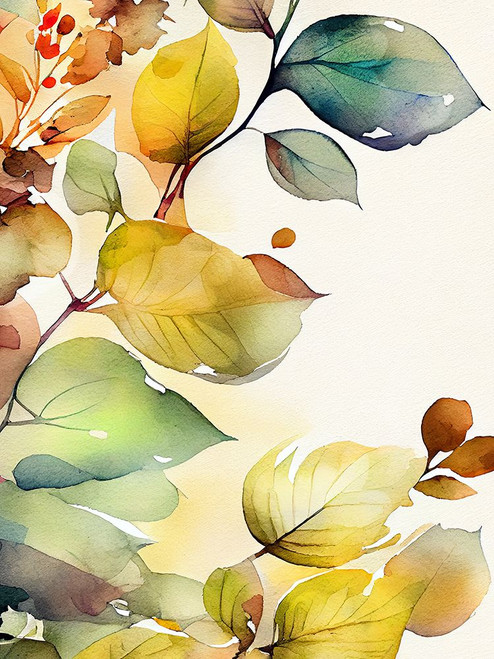 Watercolor leaves nature floral 2 Poster Print - Justyna Jaszke