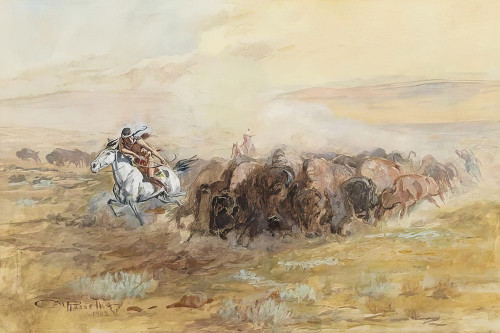 When Meat Was Plentiful, 1902 Poster Print - Charles Marion Russell