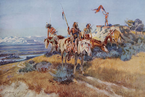 When the Red Man Talks War Poster Print - Charles Marion Russell