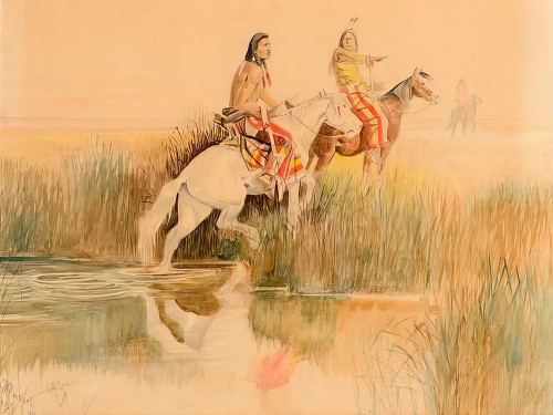 Piegan Hunting Party 1894 Poster Print - Charles Marion Russell