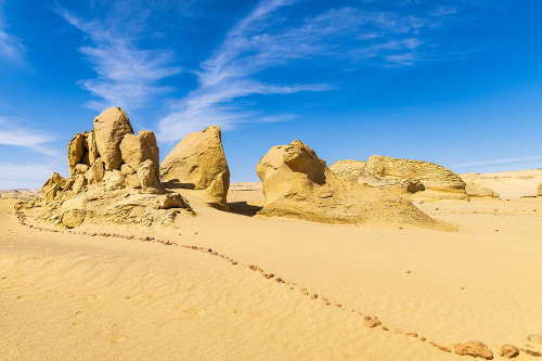 Wadi al Hitan-Faiyum-Egypt Eroded bluff at Wadi el-Hitan paleontological site Poster Print - Emily M. Wilson