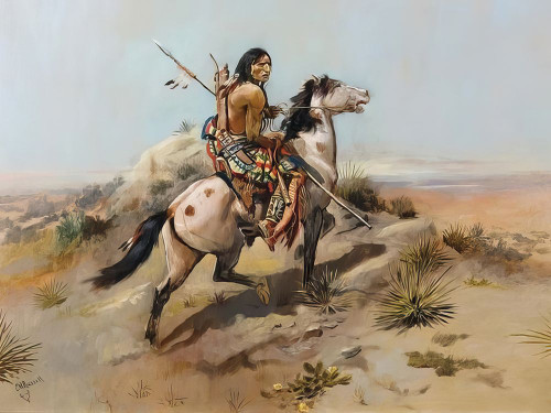 Indian Scout on Horseback Poster Print - Charles Marion Russell