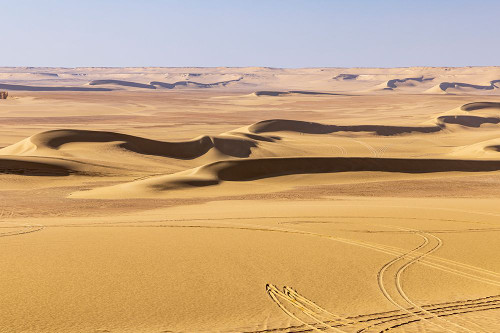 Wadi al Hitan-Faiyum-Egypt Sand dunes in the desert at Wadi el-Hitan paleontological site Poster Print - Emily M. Wilson