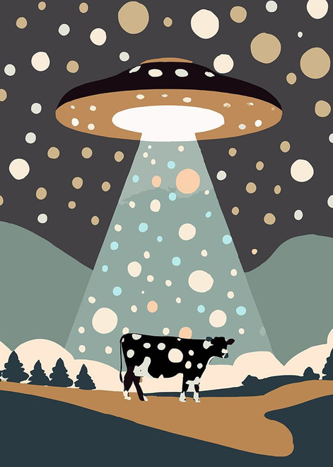 UFO a cow Poster Print - Andreas Magnusson