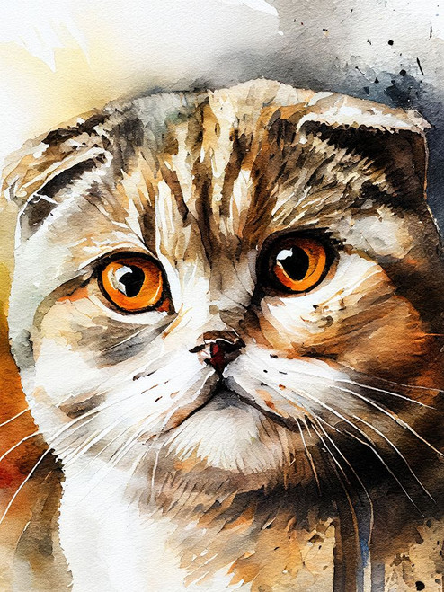 Cat watercolor painting animal Poster Print - Justyna Jaszke