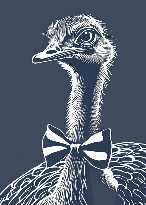 Ostrich with bow tie Poster Print - Andreas Magnusson