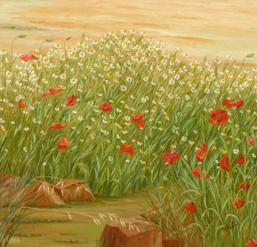 Daisies and  Poppies Poster Print - Angeles M. Pomata
