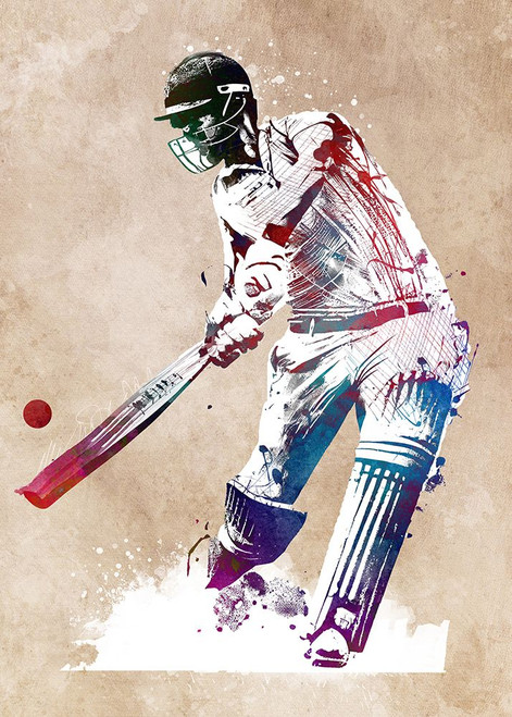 Cricket sport art #cricket Poster Print - Justyna Jaszke
