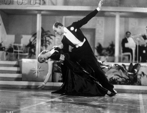 Fred Astaire and Ginger Rogers Dancing in Black Dress and Black Tuxedo with Audience Watching Photo Print - Item # VARCEL680847