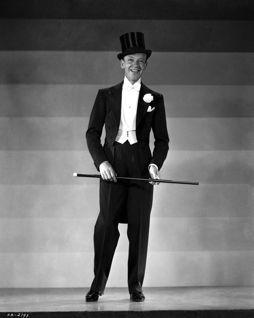Fred Astaire smiling in Formal Suit and Top Hat in Black and White Photo Print - Item # VARCEL680918