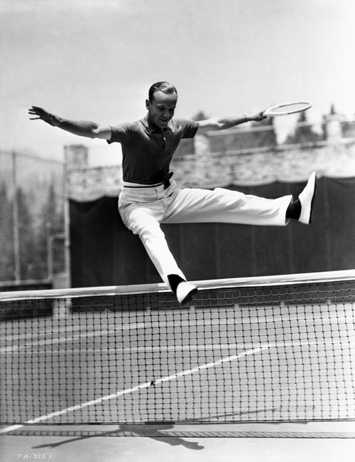 Fred Astaire Leaped Over Tennis Net in Black and White Photo Print - Item # VARCEL681077
