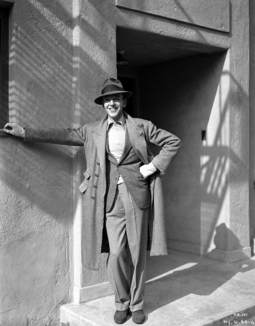 Fred Astaire Posed in Long Coat Black and White Portrait Photo Print - Item # VARCEL681090