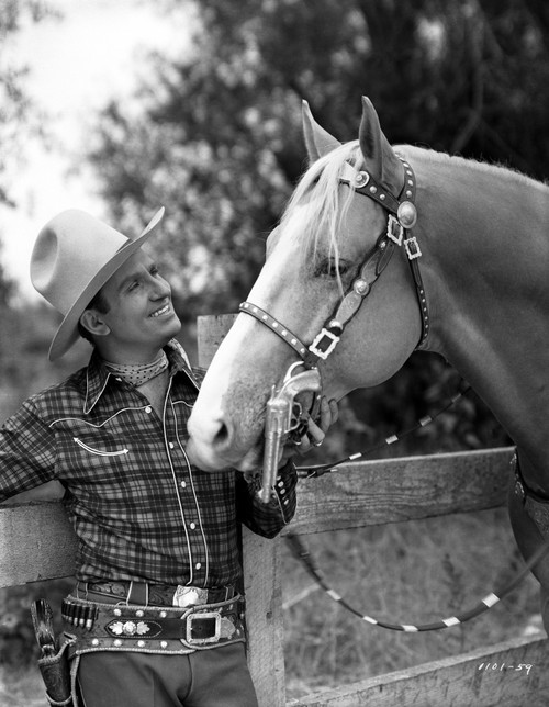 Gene Autry Petting a Horse in Western Outfit Photo Print - Item # VARCEL681154