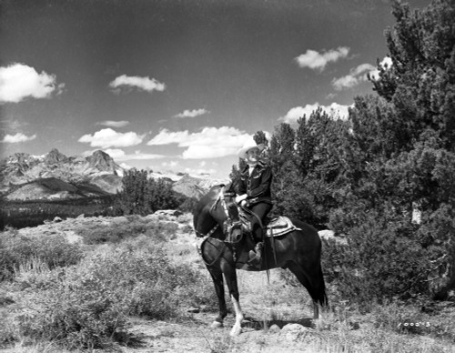 Gene Autry Riding a Horse in Black and White Portrait Photo Print - Item # VARCEL681171