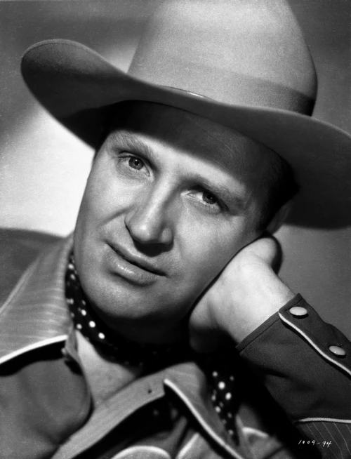Gene Autry Leaning on Hand in Cowboy Outfit Photo Print