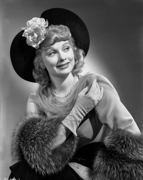 Lucille Ball smiling in Elegant Dress Portrait with Hat Photo Print - Item # VARCEL681319