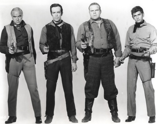 Bonanza Pointing Pistol in Black and White Group Portrait Photograph Print Photo Print - Item # VARCEL682336