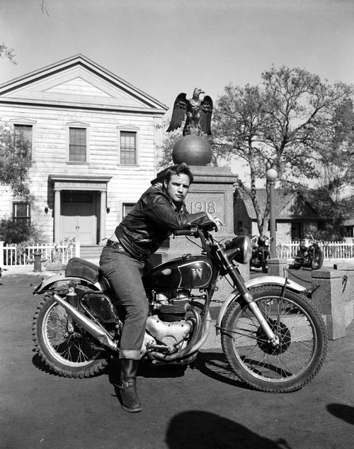 Marlon Brando Movie Scene with a Guy Riding a Bike Photo Print - Item # VARCEL682610