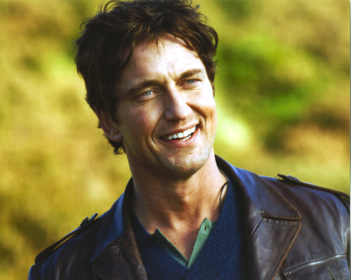 Gerard Butler smiling wearing Leather Coat Portrait Photo Print - Item # VARCEL683139