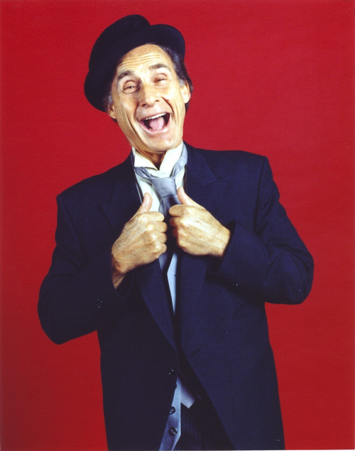 Sid Caesar in Tuxedo with Hat Portrait Red Background Photo Print - Item # VARCEL683205