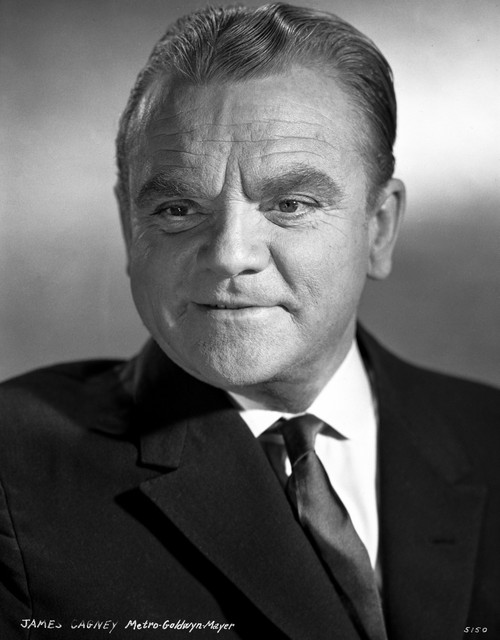 James Cagney Portrait in Black Velvet Sui and Silk Necktie with White Collar Shirt and Brushed Up Hair Photo Print - Item # VARCEL683268