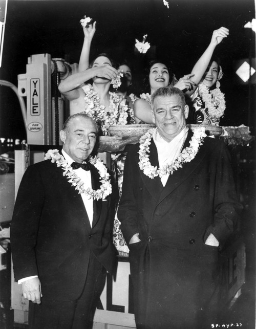 Roger Hammerstein and Richard Rogers wearing leis Photo Print - Item # VARCEL684204