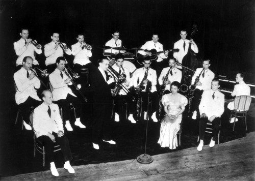 the Dorsey Brothers on stage with an orchestra Photo Print - Item # VARCEL684293