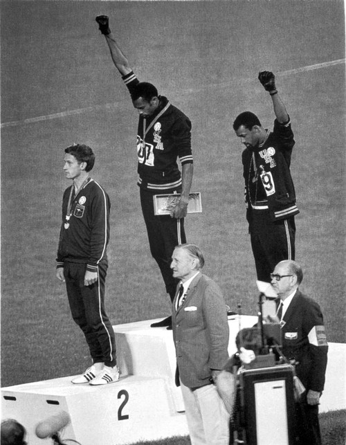 Tommie Smith and John Carlos making a Black Power salute during the Olympic Games Photo Print
