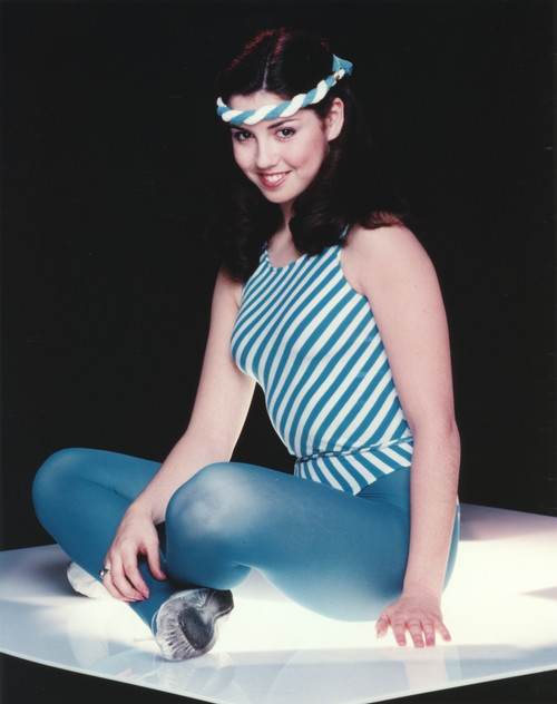 Kathy Maisnik Sitting in Stripe Shirt with Headband Photo Print - Item # VARCEL685344