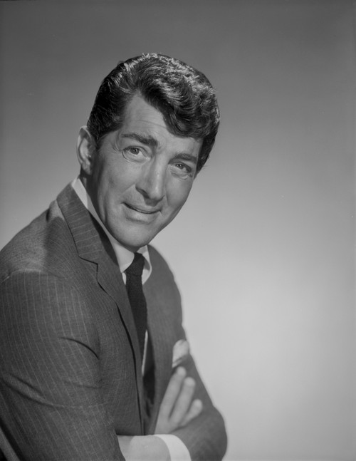 Dean Martin and Jerry Lewis On Side wearing Striped Coat and Black Tie Photo Print - Item # VARCEL685612