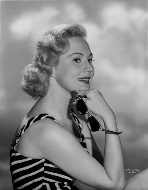 Virginia Mayo Posed in Striped Dress Photo Print - Item # VARCEL685711