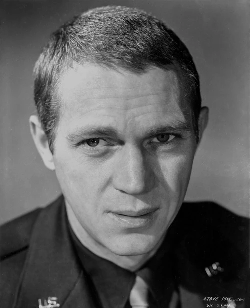 Steve McQueen Posed Topless in Black and White Portrait Photo Print - Item # VARCEL685808