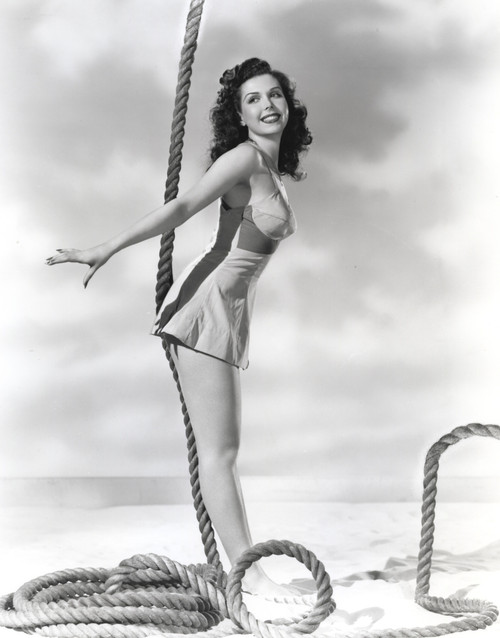 Ann Miller Leaning on a Rope in a Lingerie Classic Portrait Photo Print - Item # VARCEL685951