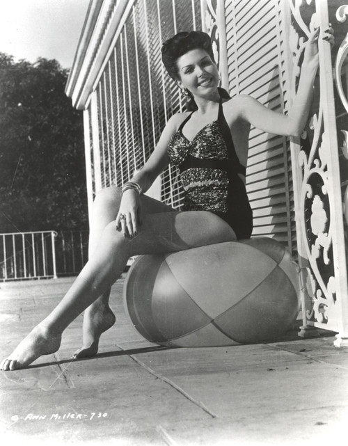 Ann Miller sitting on a Ball in a Classic Portrait Photo Print - Item # VARCEL685970