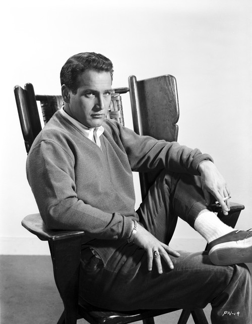 Paul Newman Siting on Chair in Formal Outfit Black and White Photo Print - Item # VARCEL686336