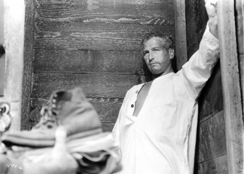 Paul Newman Posed in White Long Sleeves Black and White Photo Print - Item # VARCEL686346