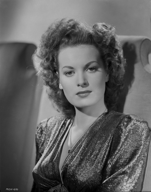 Maureen O'Hara in Black Gown Portrait wearing Shiny Blouse with Necklace Photo Print - Item # VARCEL686638