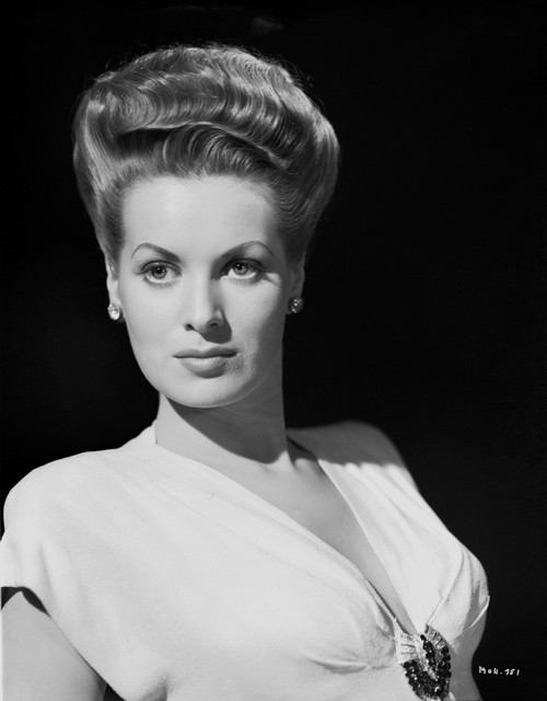 Maureen O'Hara wearing White V-neck Dress in Black Background Photo Print - Item # VARCEL686660