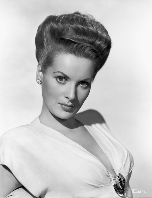 Maureen O'Hara wearing White Deep V-neck Dress Photo Print - Item # VARCEL686658