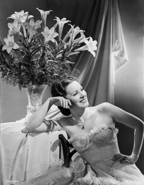 Maureen O'Hara Posed in White Gown Black and White Photo Print - Item # VARCEL686684