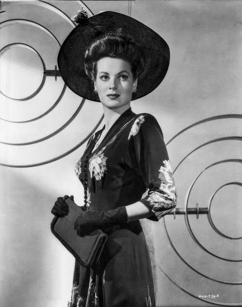 Maureen O'Hara Posed in Black Dress With Hat and Gloves Photo Print - Item # VARCEL686686