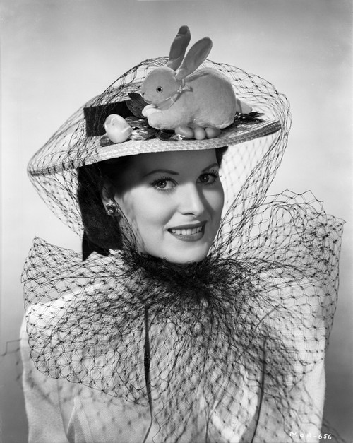 Maureen O'Hara in Formal Dress With Hat Black and White Photo Print - Item # VARCEL686680