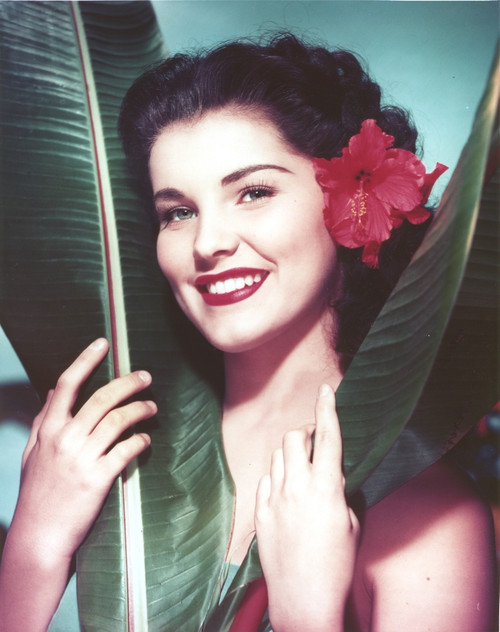 Debra Paget Close Up Portrait with a Flowers on Her Hair Photo Print