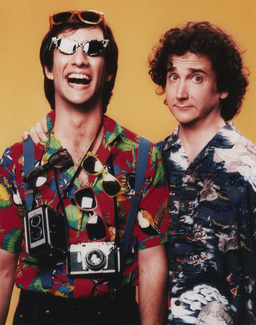Perfect Strangers in Hawaiian Polos Portrait with Orange Background Photo Print - Item # VARCEL686857