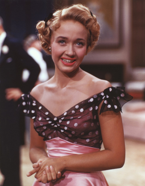 Jane Powell Close Up Portrait in Black Polka Dot Shoulder Dress with Hand Held Together Photo Print - Item # VARCEL686899