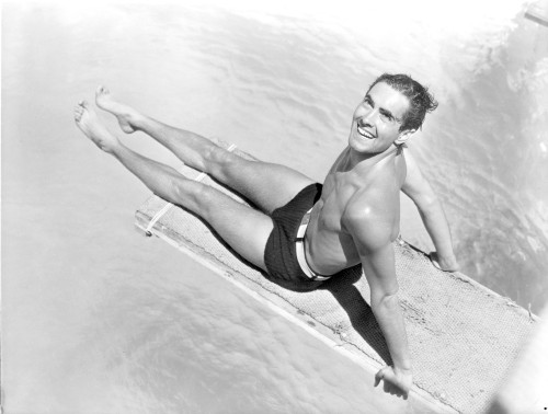 Tyrone Power on a diving board Photo Print - Item # VARCEL686916