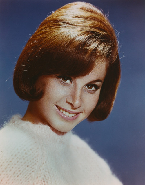 Stefanie Powers smiling in Blue Background Close Up Portrait with Blue Background Photo Print - Item # VARCEL686925